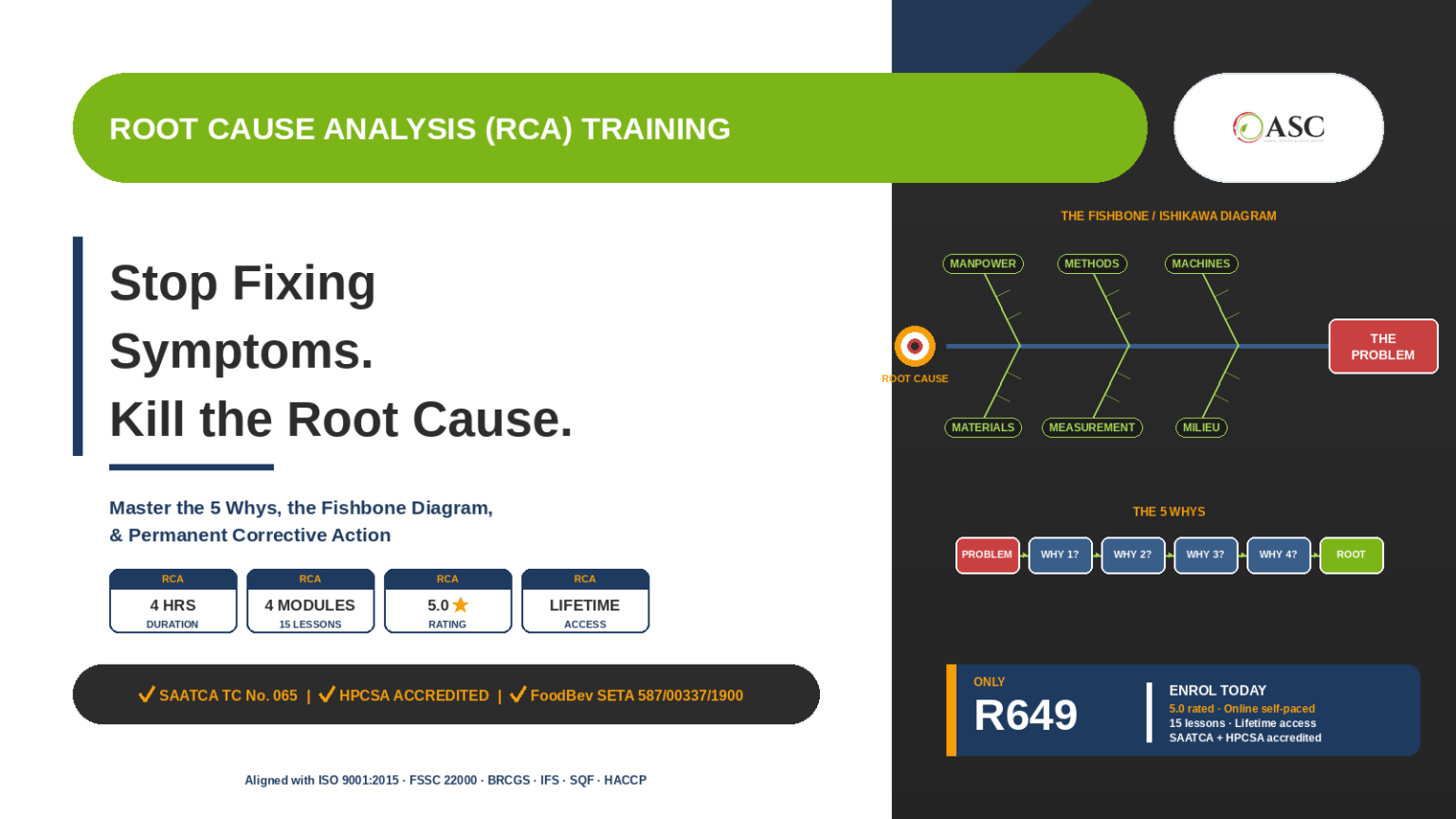 ROOT CAUSE ANALYSIS (RCA) ONLINE COURSE | ASC Online Training Hub