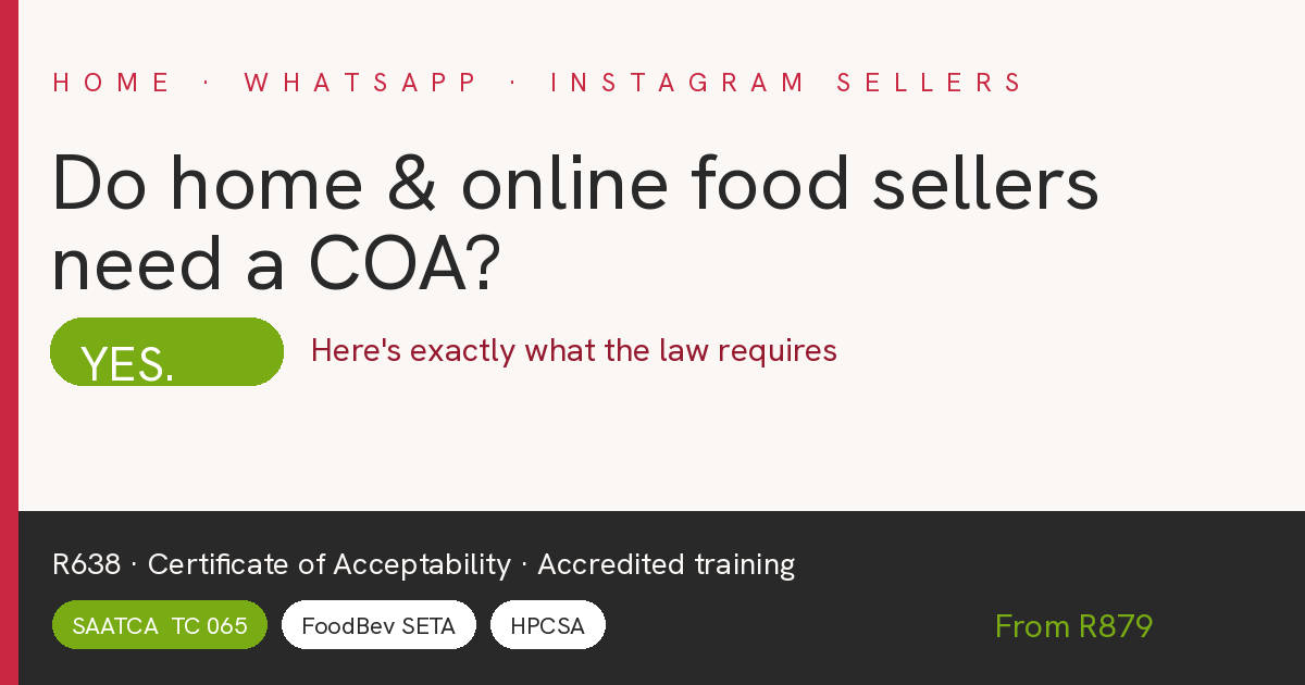 Food safety training for ho,e online sellers