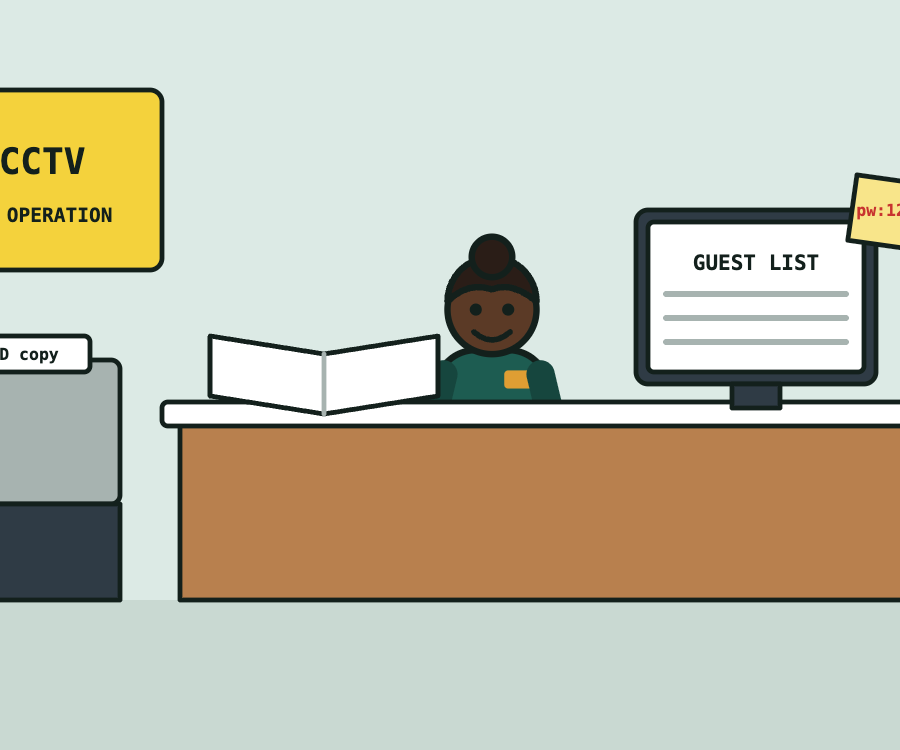Reception desk with guest information risks Reception desk with guest information risks