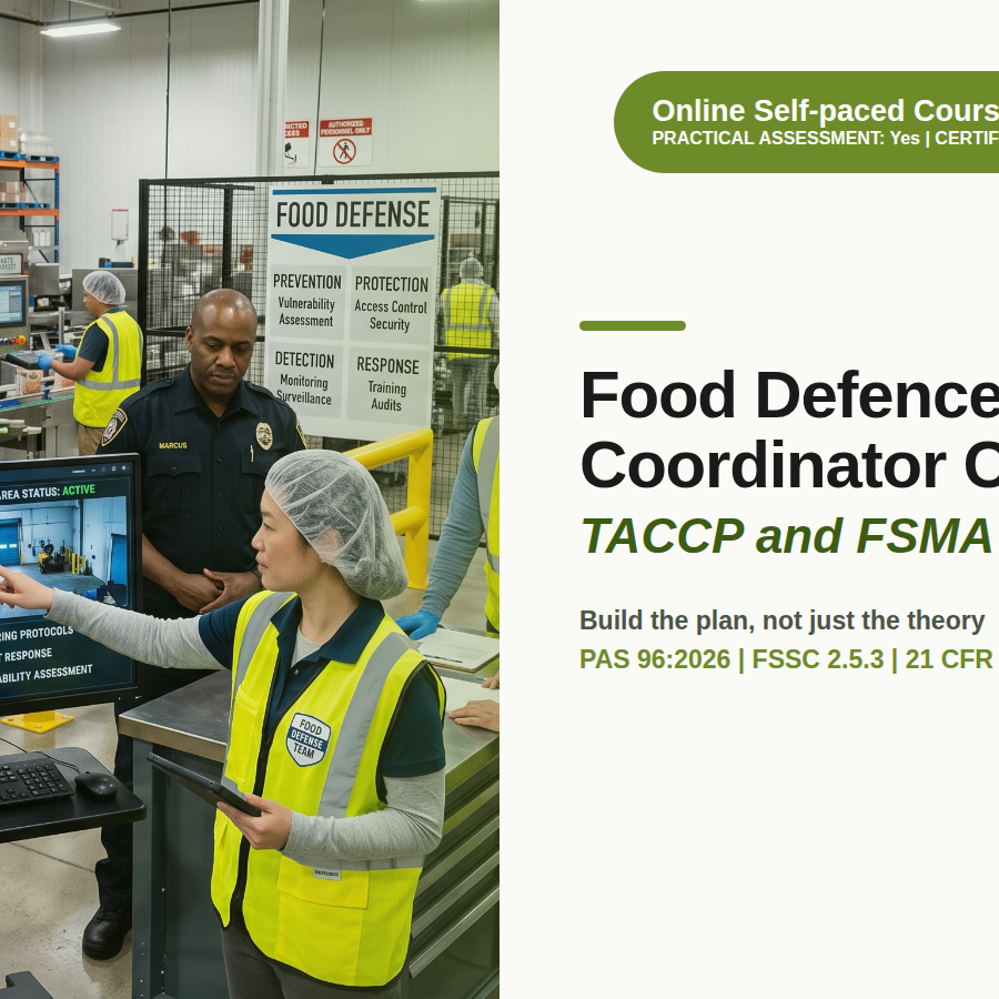 Food Defence Coordinator Course: TACCP, FSMA and the Food Defence Plan Food Defence Coordinator Course: TACCP, FSMA and the Food Defence Plan