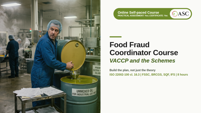 Food Fraud Coordinator: VACCP, the Schemes and the Prevention Plan course cover