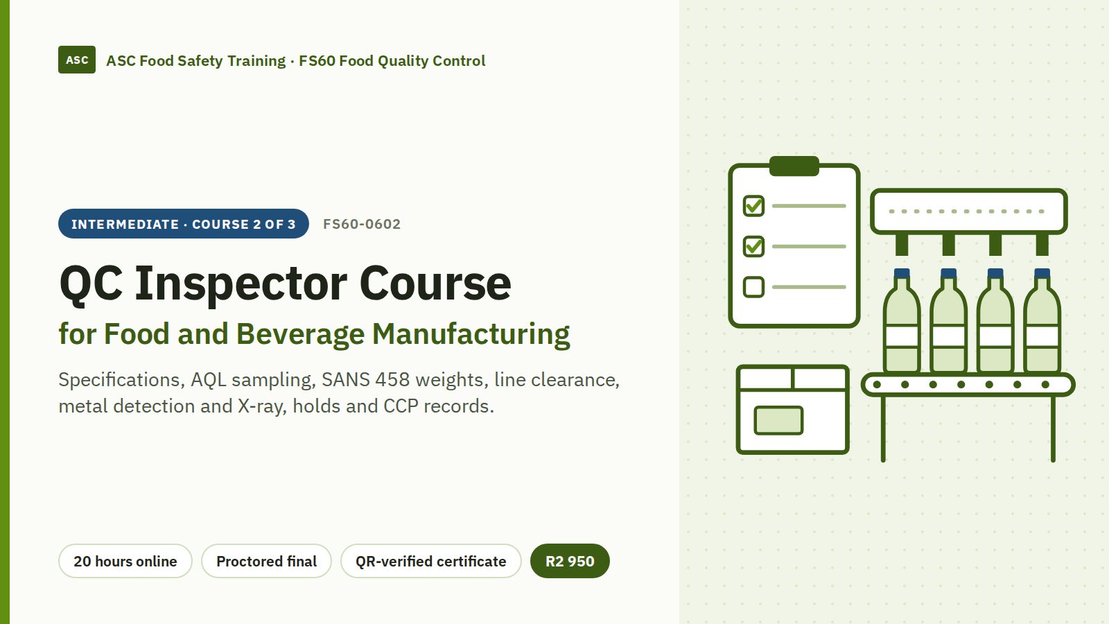 QC Inspector Course for Food and Beverage Manufacturing