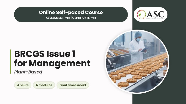 BRCGS Plant-Based Issue 1 for Management course cover