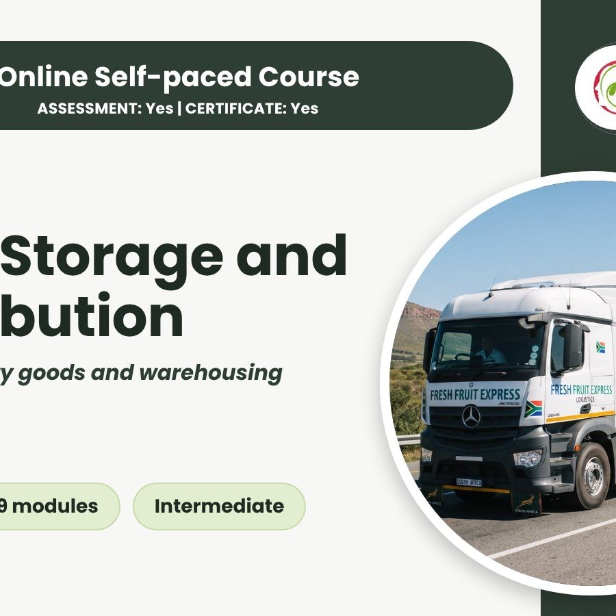 Food Storage and Distribution course cover: a refrigerated truck on a South African highway