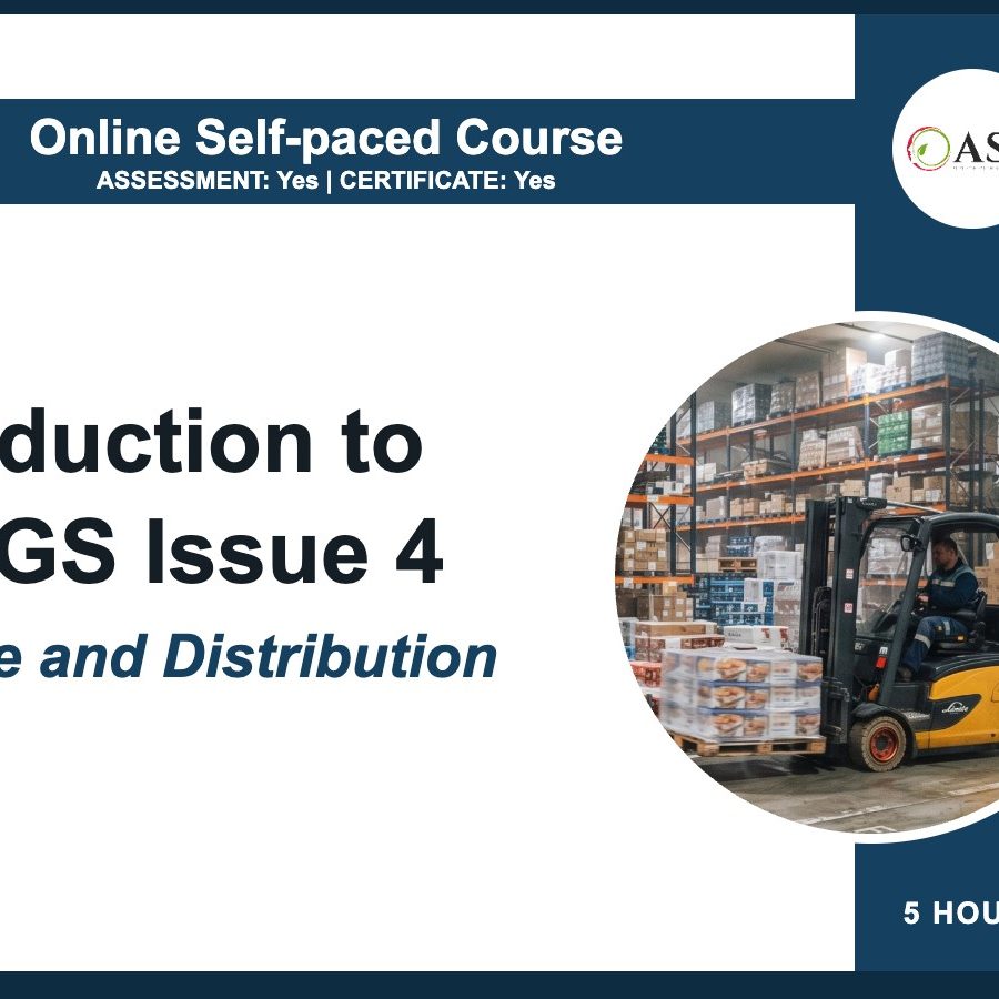 Introduction to BRCGS Storage and Distribution Issue 4 online course cover from ASC Food Safety Training Introduction to BRCGS Storage and Distribution Issue 4 online course cover from ASC Food Safety Training