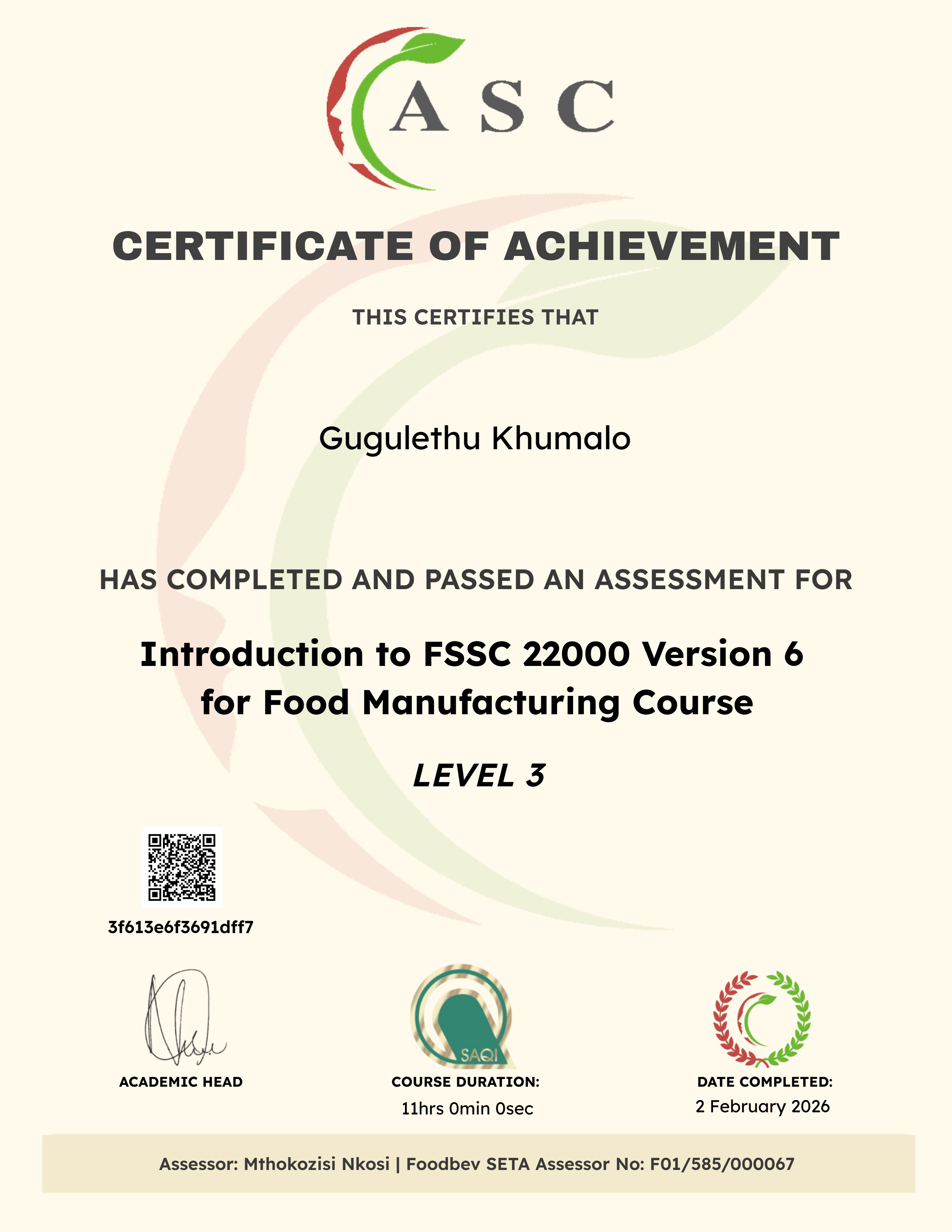 Introduction to FSSC 22000 V6 for Food Manufacturing Course